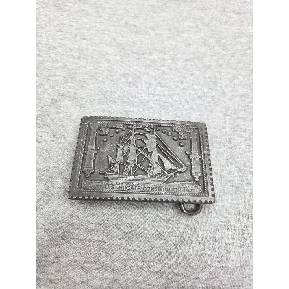 1947 US Frigate Constitution Ship Fine Pewter Nepo Belt Buckle